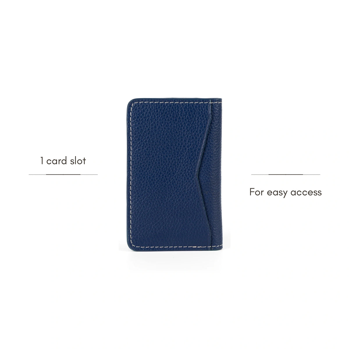 Everyday Card Holder, Alpine Blue, back view: an outside card slot for easy access.