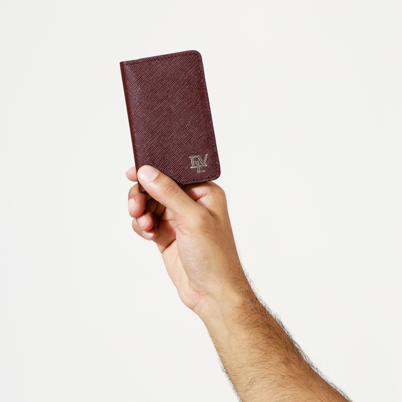 Saffiano Card Holder, Burgundy